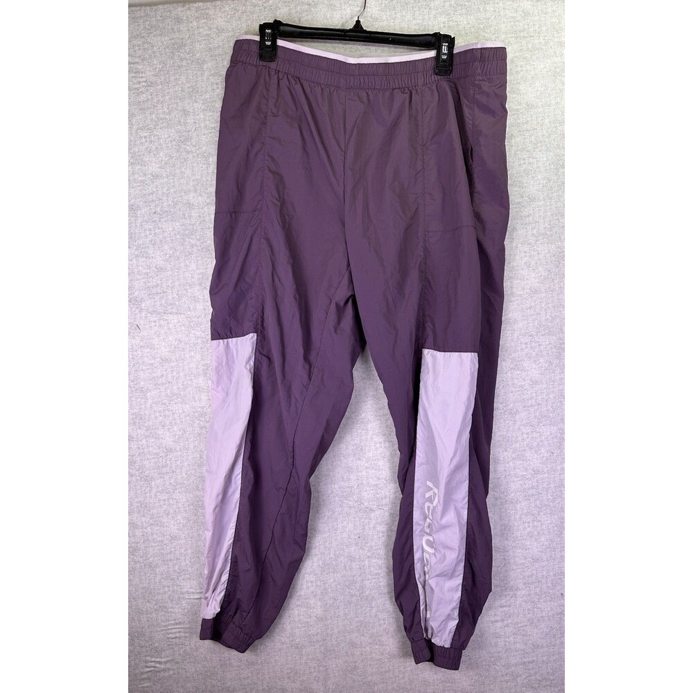 Reebok Womens Purple Colorblock Nylon Mesh Lined Track Pants Joggers XL